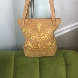 *vintage* leather suede bag with boho detailing